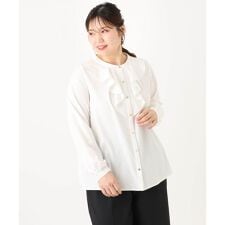 【大きいサイズ/11号サイズあり】ラッフルカラーブラウス