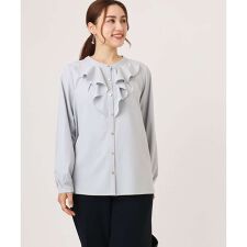 【大きいサイズ/11号サイズあり】ラッフルカラーブラウス