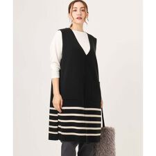エウルキューブ(eur3)の【大きいサイズ】Vネックロングニットベスト