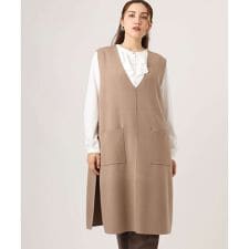 エウルキューブ(eur3)の【大きいサイズ】Vネックロングニットベスト