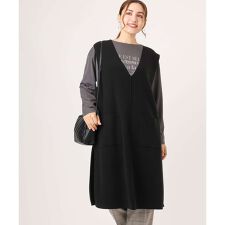 エウルキューブ(eur3)の【大きいサイズ】Vネックロングニットベスト