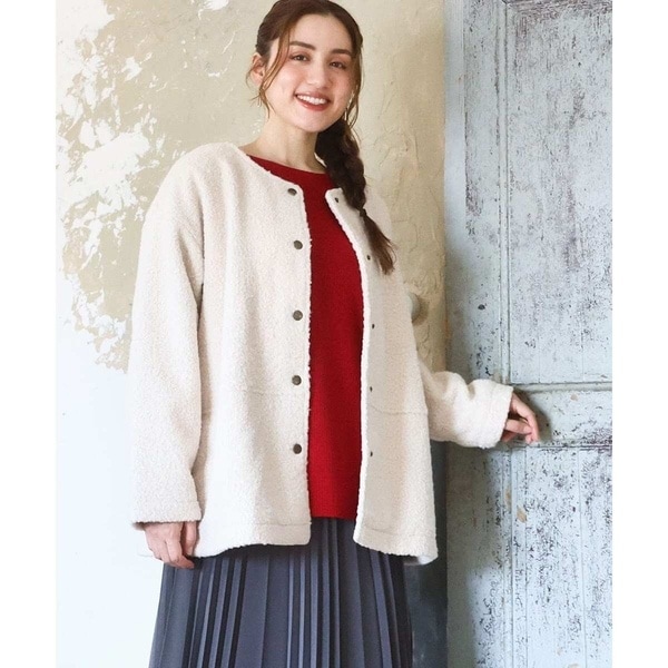 大きいサイズ】ブークレノーカラージャケット | エウルキューブ(eur3