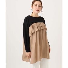 【WEB先行販売】【大きいサイズ】サテンドッキングチュニック