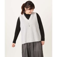 【大きいサイズ】2wayラメシャギーベスト