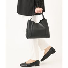 【2WAY】切り替えデザインフェイクレザーハンドバッグ