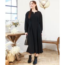 【大きいサイズ/LAVEANGE×eur3】タックジャージーワンピース