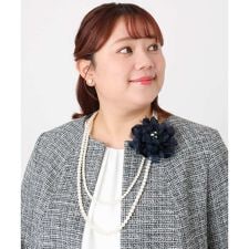 2連パールネックレス×フラワーコサージュ