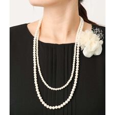 コサージュ付き2連パールライクネックレス