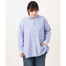 【大きいサイズ】レイヤード風ドロップショルダーシャツ