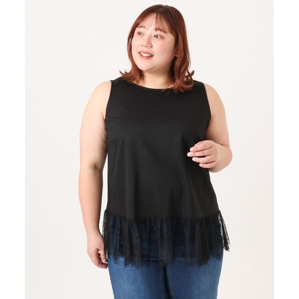 【大きいサイズ】レースヘムタンクトップ