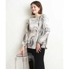 【大きいサイズ】アブストラクトプリントブラウス