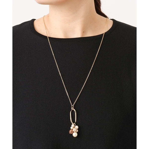 メタルサークルパールモチーフネックレス