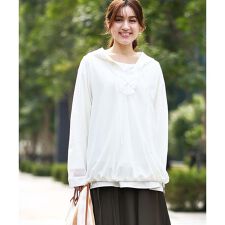 【大きいサイズ】レースアップメッシュフーディ