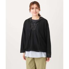 【大きいサイズ】レースアップメッシュフーディ