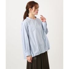 【大きいサイズ】バンドカラーストライプシャツ