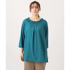 【大きいサイズ】ギンガムシャーリングブラウス