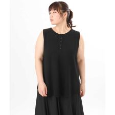 【大きいサイズ】ヘンリーネックタンクトップ