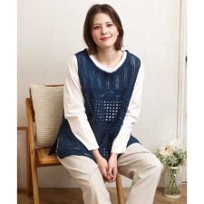 【大きいサイズ】かぎ針風レースベスト