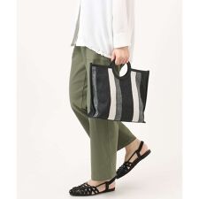 【2WAY】ストライプパイピングスクエアトートバッグ