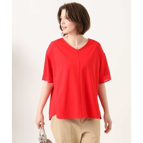 WEB先行販売】【大きいサイズ】Vネック袖シア―トップス | エウル