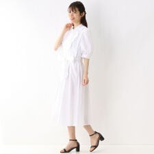 タイプライターフリルシャツワンピース