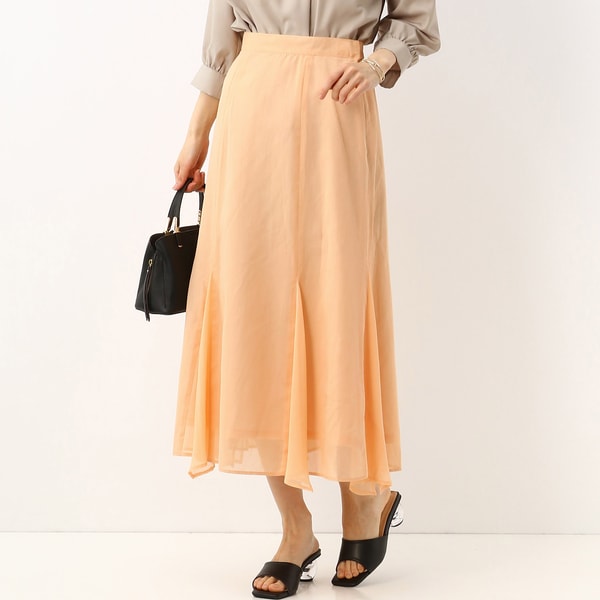 揺れ感がキレイ/綿100％】綿ボイル マチ付フレアースカート | カール