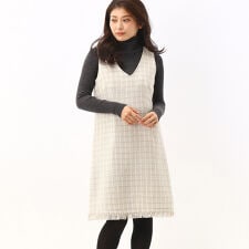 フリンジ付ツイードジャンパースカート