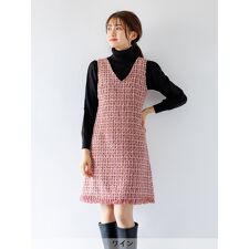 フリンジ付ツイードショートジャンスカ