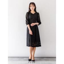 【結婚式・二次会・ドレス・セレモニー】カットジャカードウエストタックワンピース