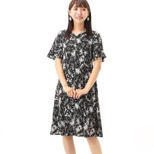 【SSサイズ/低身長向けも展開/洗える】プリントフレアワンピース