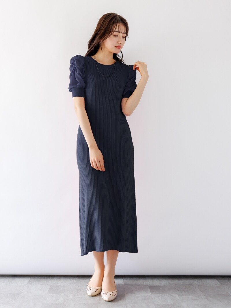 カールパークレーン（Karl Park Lane）/【一枚で旬なスタイリング/接触冷感】シアースリーブリブニットワンピース 一枚で旬なスタイリング/接触冷感】シアースリーブリブニット