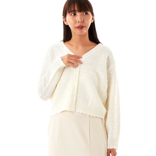 サマーニット】配色ツィード調丸首カーディガン | カールパークレーン