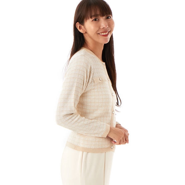 カールパークレーン（Karl Park Lane）/【サマーニット】配色ツィード調丸首カーディガン サマーニット】配色ツィード調丸首カーディガン | カールパークレーン