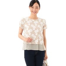 ジャガード×シフォンブラウス