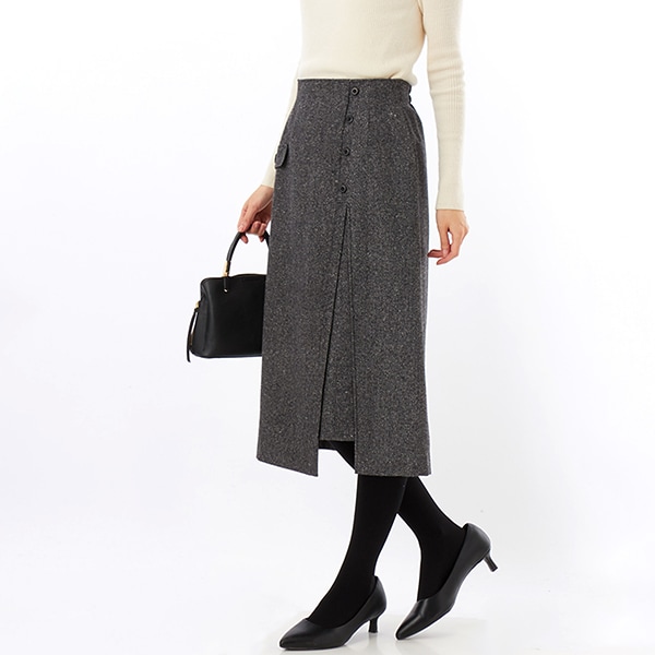 noble シャギージャガードAラインスカート ブラック シャギージャガードAラインスカート | ノーブル(Noble) | マルイウェブ