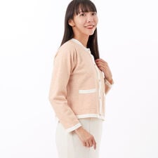 ポケット付き丸首カーディガン