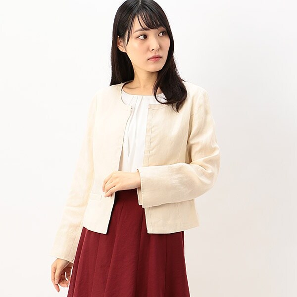 麻ノーカラージャケット