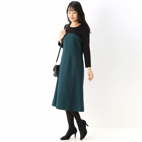 レイヤード風・きれいめ・通勤】ドッキングベアワンピース