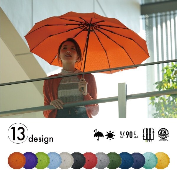 12本骨折りたたみ傘 江戸(12本骨、UV、和のデザイン、江戸切子柄