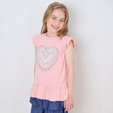 リバティフリルハート袖なしTシャツ