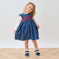 センスオブワンダー(sense of wonder)のデニムスモッキングジャンパースカート