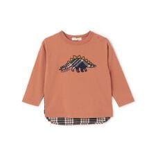 恐竜アップリケ長袖Tシャツ