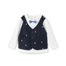 ヨット刺しゅうベストレイヤード長袖Tシャツ