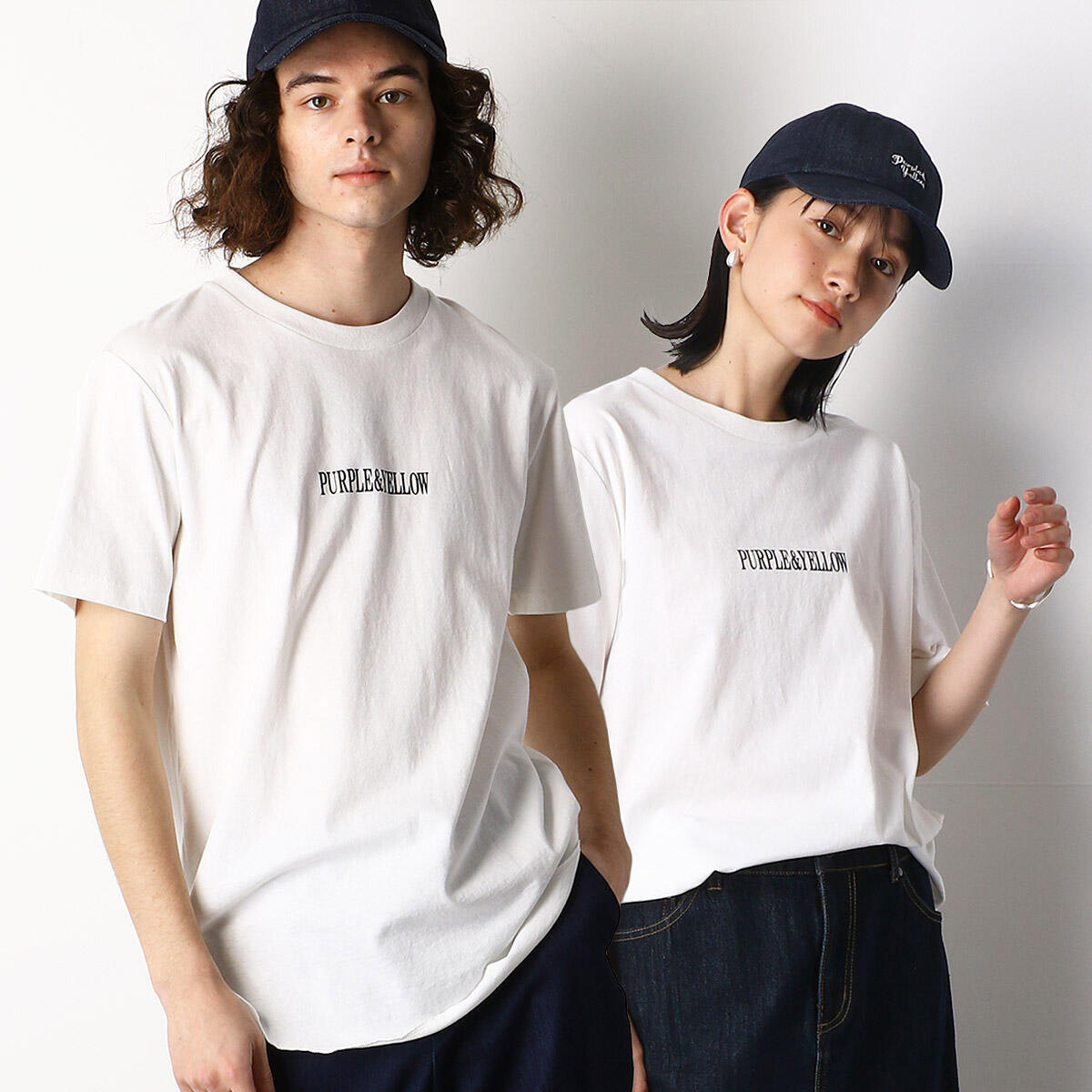 バックプリント ラウンドＴシャツ | パープル＆イエロー(Purple