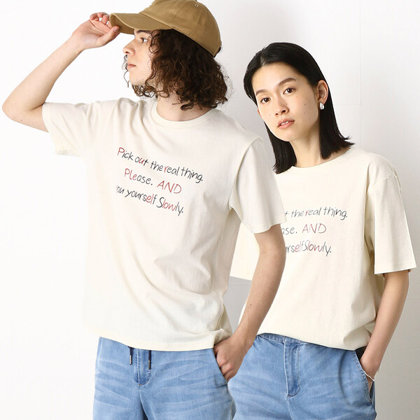 メッセージプリント 半袖Ｔシャツ | パープル＆イエロー(Purple