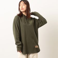 裏起毛 ワッフル ロングラウンド フードＴシャツ