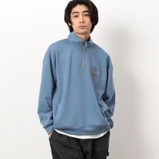 刺繍ハイネックハーフジッププルオーバー