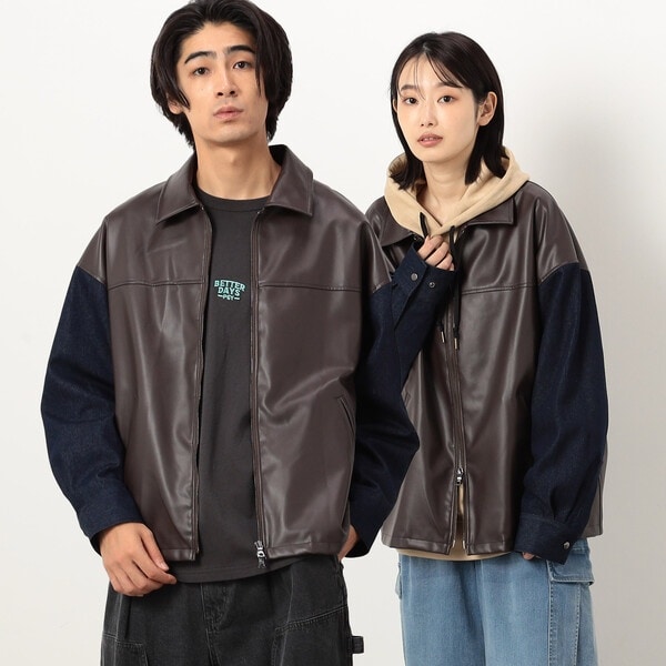 セットアップ対応】ポリエステルピーチ ラインブルゾン | パープル