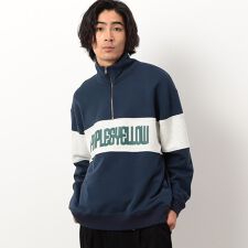 ロゴプリントカラーパネルハーフジッププルオーバー