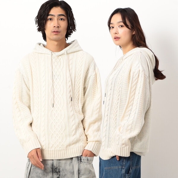 パープル＆イエロー（Purple & Yellow）/ニット×裏シャギーパーカ ニット×裏シャギーパーカ | パープル＆イエロー(Purple & Yellow